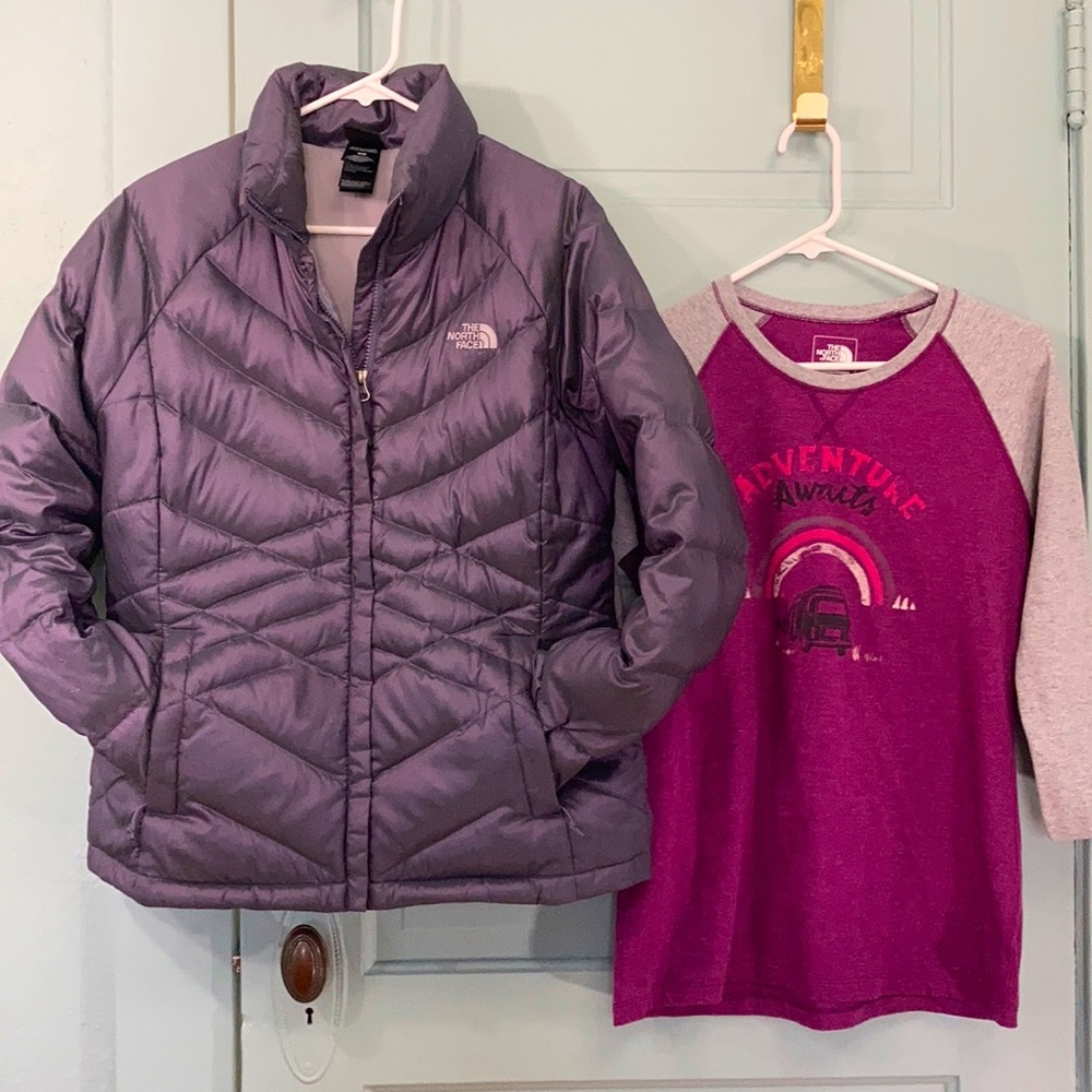 North Face Puffer Jacket and Tee M